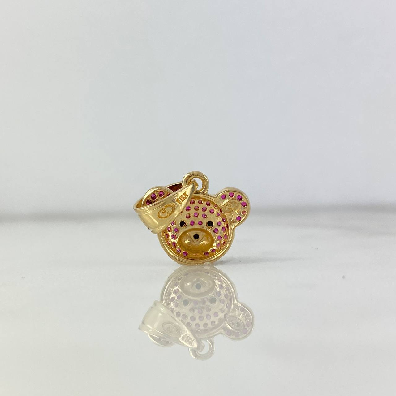 Dije Cabeza De Oso 2.75gr / 2cm / Circones Fucsias Oro Amarillo *