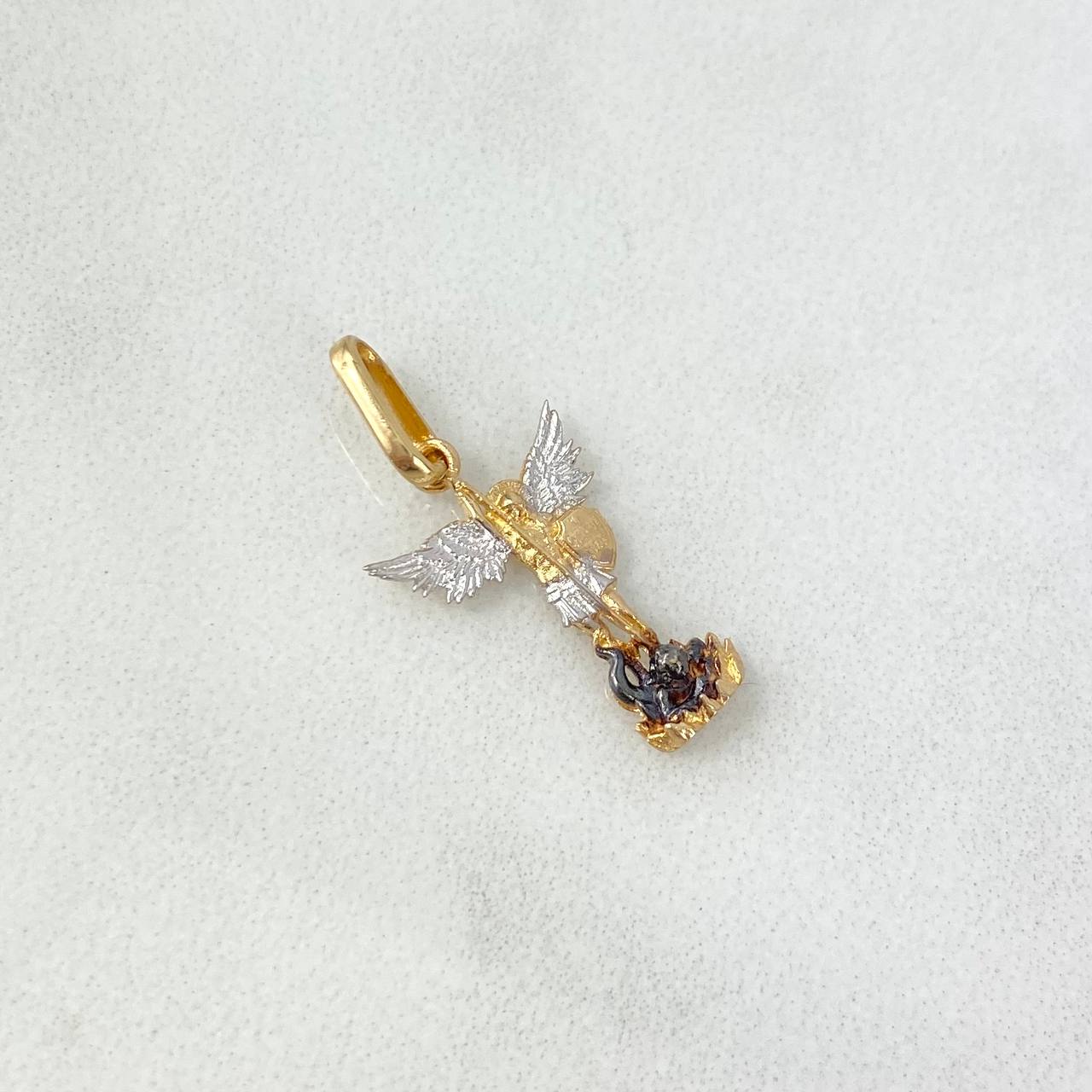 Dije San Miguel Arcángel 1.1gr / 2.5cm / Dos Oros Amarillo Blanco *