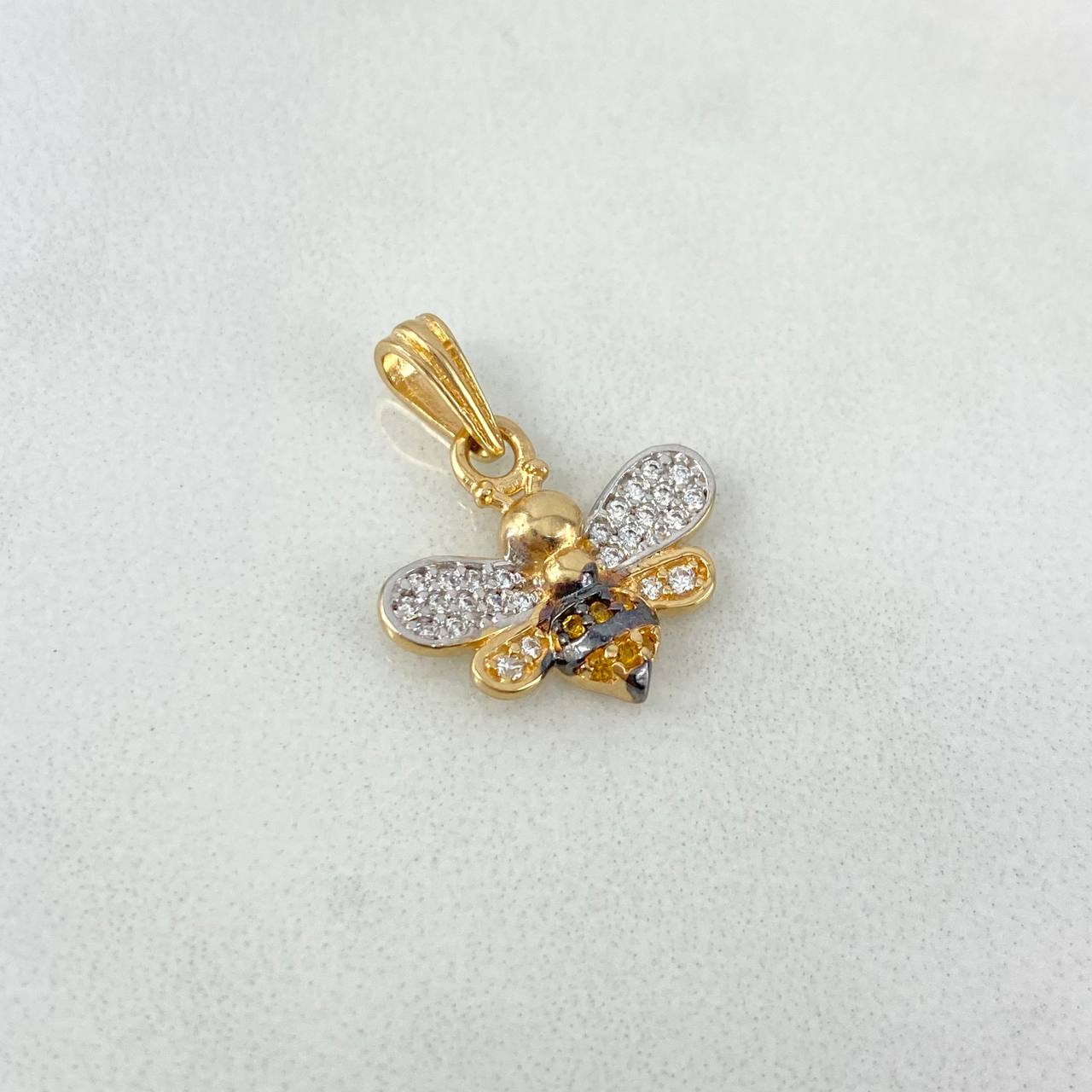 Dije Abeja 1.6gr / 2cm / Circones Blancos Amarillos Oro Amarillo *
