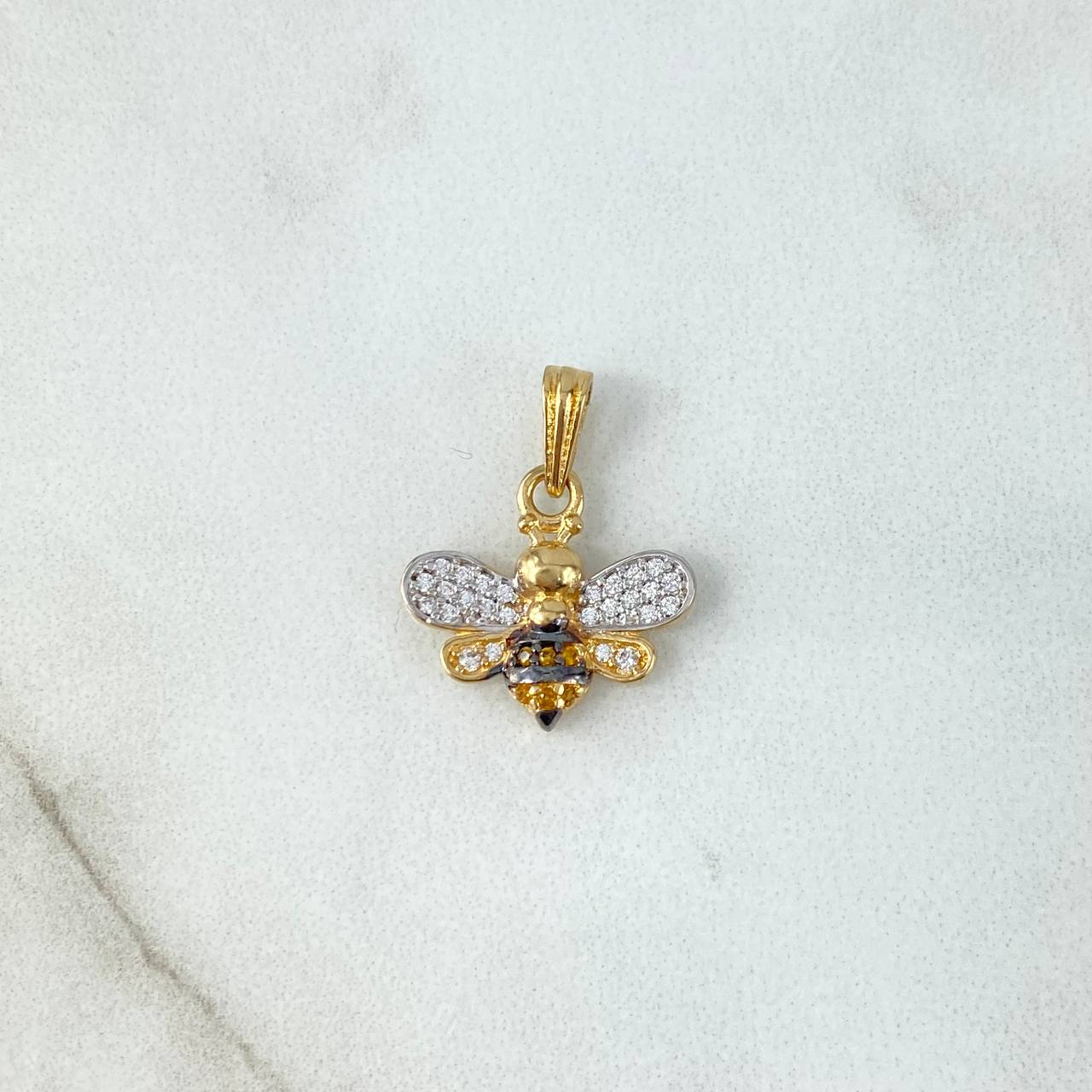 Dije Abeja 1.6gr / 2cm / Circones Blancos Amarillos Oro Amarillo *