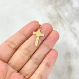 Dije Cruz San Benito 0.85gr / 2.5cm / Dos Oros Amarillo Blanco *