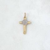 Dije Cruz San Benito 0.85gr / 2.5cm / Dos Oros Amarillo Blanco *
