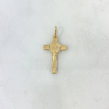 Dije Cruz San Benito 0.85gr / 2.5cm / Dos Oros Amarillo Blanco *