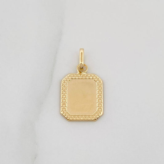 Dije Placa Bordeada 0.55 g / 2.1 cm Oro Amarillo 18K
