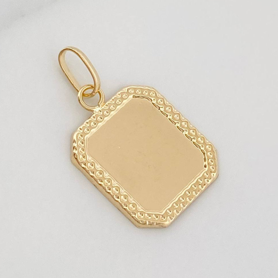 Dije Placa Bordeada 0.7 g / 2.3 cm Oro Amarillo 18K