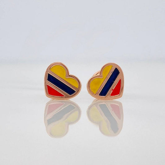Topos Corazon Tricolor 0.7 g / 8 mm Oro Rosa 18K