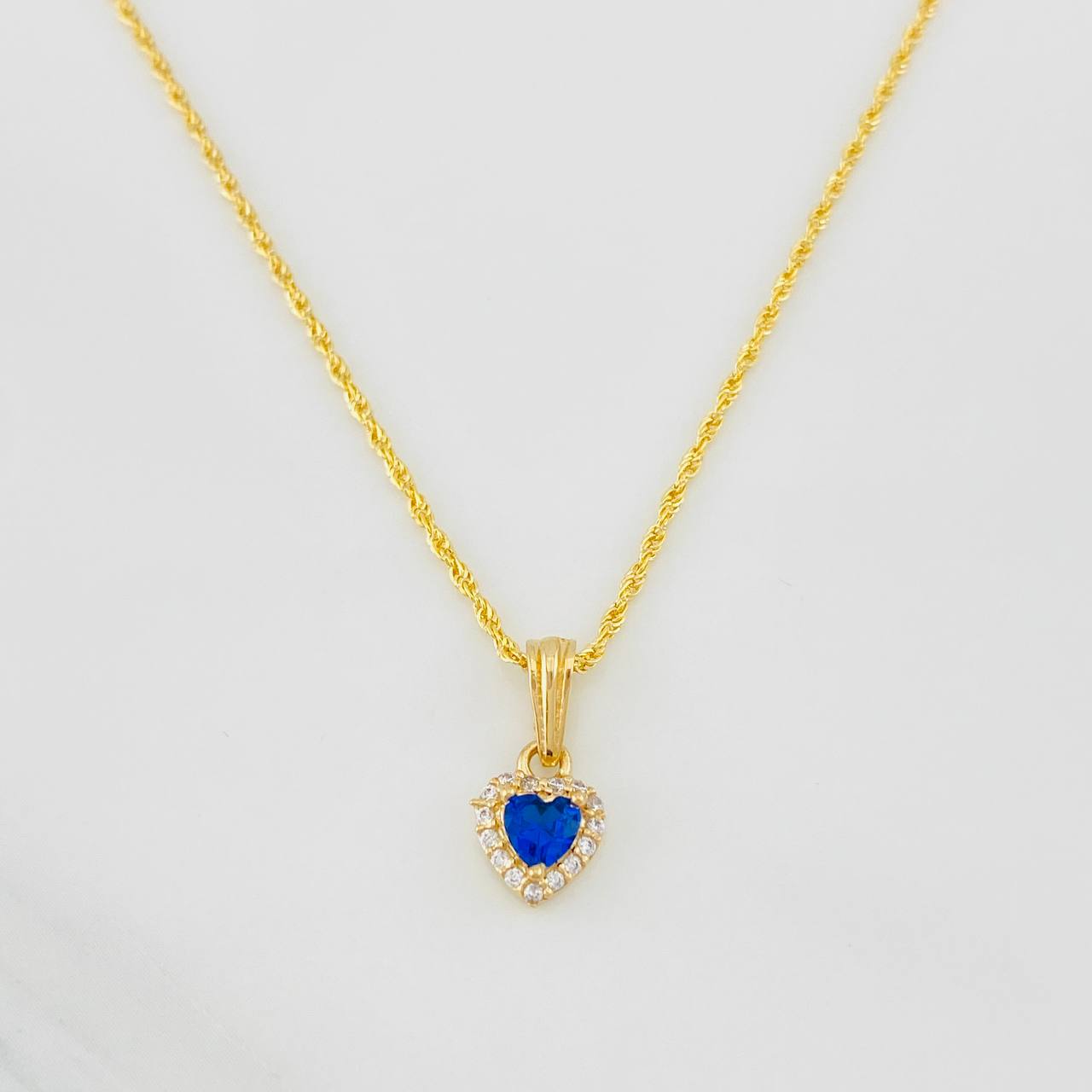 Set Cadena Lazo + Dije Halo Corazon / 1.8g / 45cm Oro Amarillo 18K