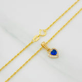 Set Cadena Lazo + Dije Halo Corazon / 1.8g / 45cm Oro Amarillo 18K