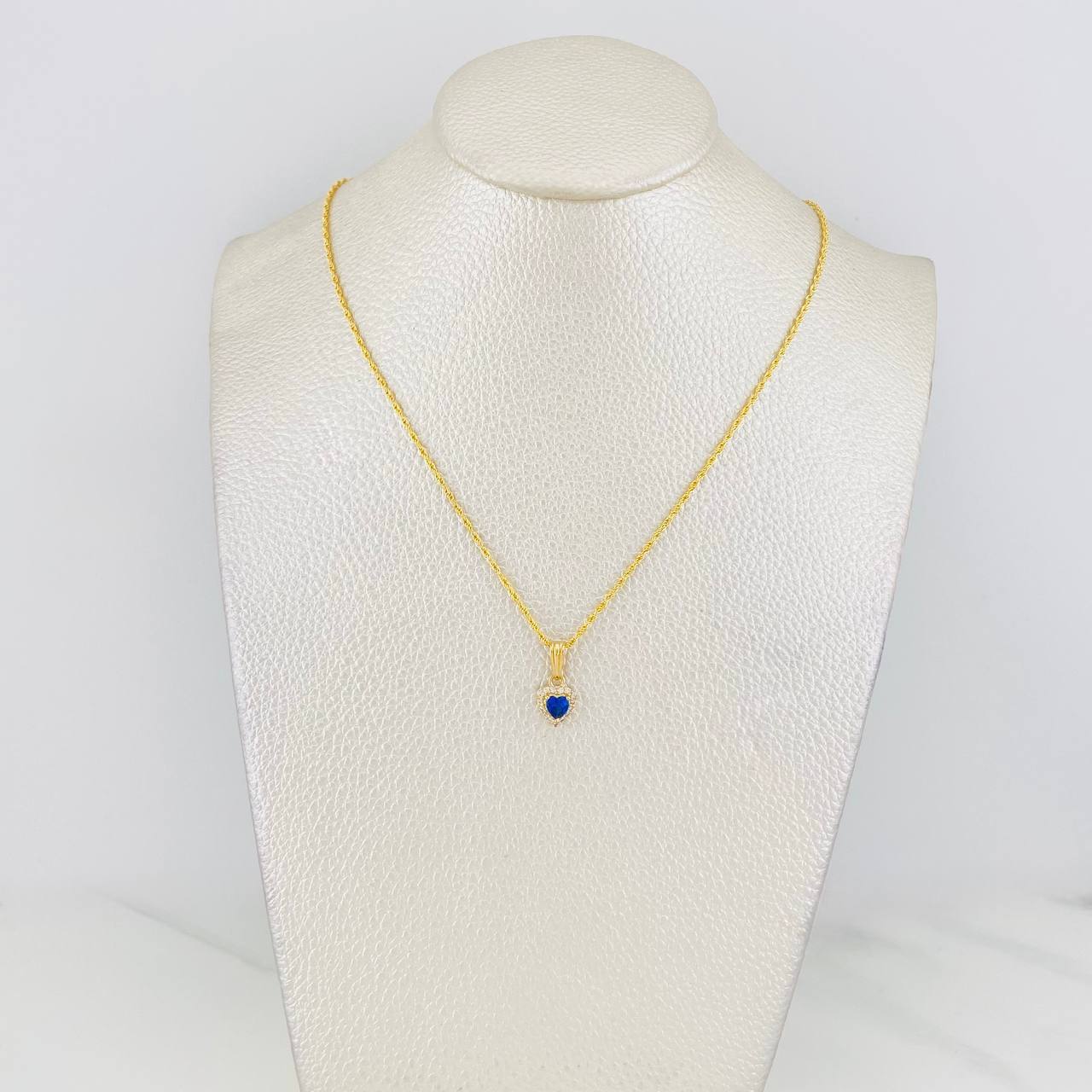 Set Cadena Lazo + Dije Halo Corazon / 1.8g / 45cm Oro Amarillo 18K