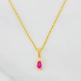 Set Cadena Lazo + Dije Halo Lagrima / 1.8g / 50cm Oro Amarillo 18K