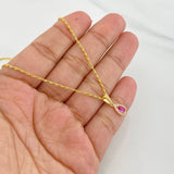 Set Cadena Lazo + Dije Halo Lagrima / 1.8g / 50cm Oro Amarillo 18K