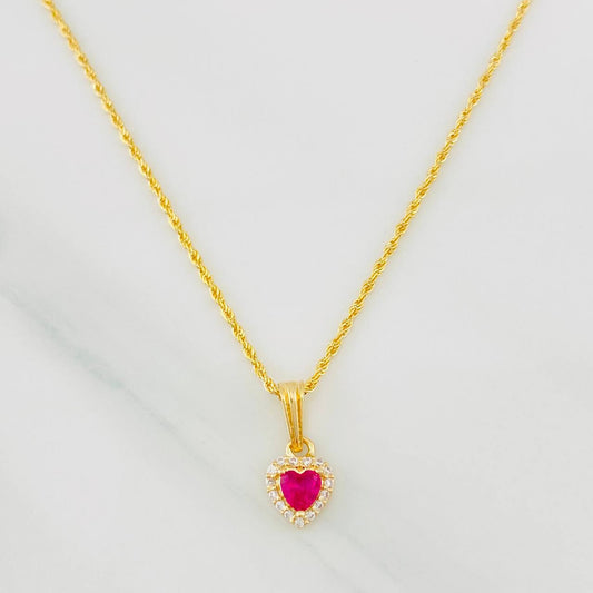 Set Cadena Lazo + Dije Halo Corazon / 1.9g / 50cm Oro Amarillo 18K