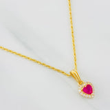 Set Cadena Lazo + Dije Halo Corazon / 1.9g / 50cm Oro Amarillo 18K