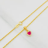 Set Cadena Lazo + Dije Halo Corazon / 1.9g / 50cm Oro Amarillo 18K