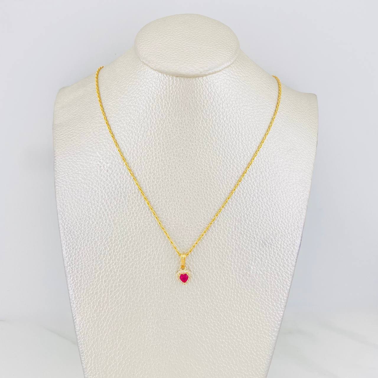 Set Cadena Lazo + Dije Halo Corazon / 1.9g / 50cm Oro Amarillo 18K