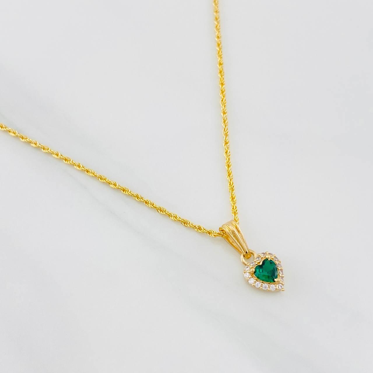 Set Cadena Lazo + Dije Halo Corazon / 1.9g / 50cm Oro Amarillo 18K