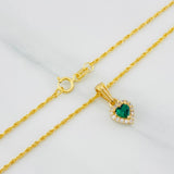 Set Cadena Lazo + Dije Halo Corazon / 1.9g / 50cm Oro Amarillo 18K