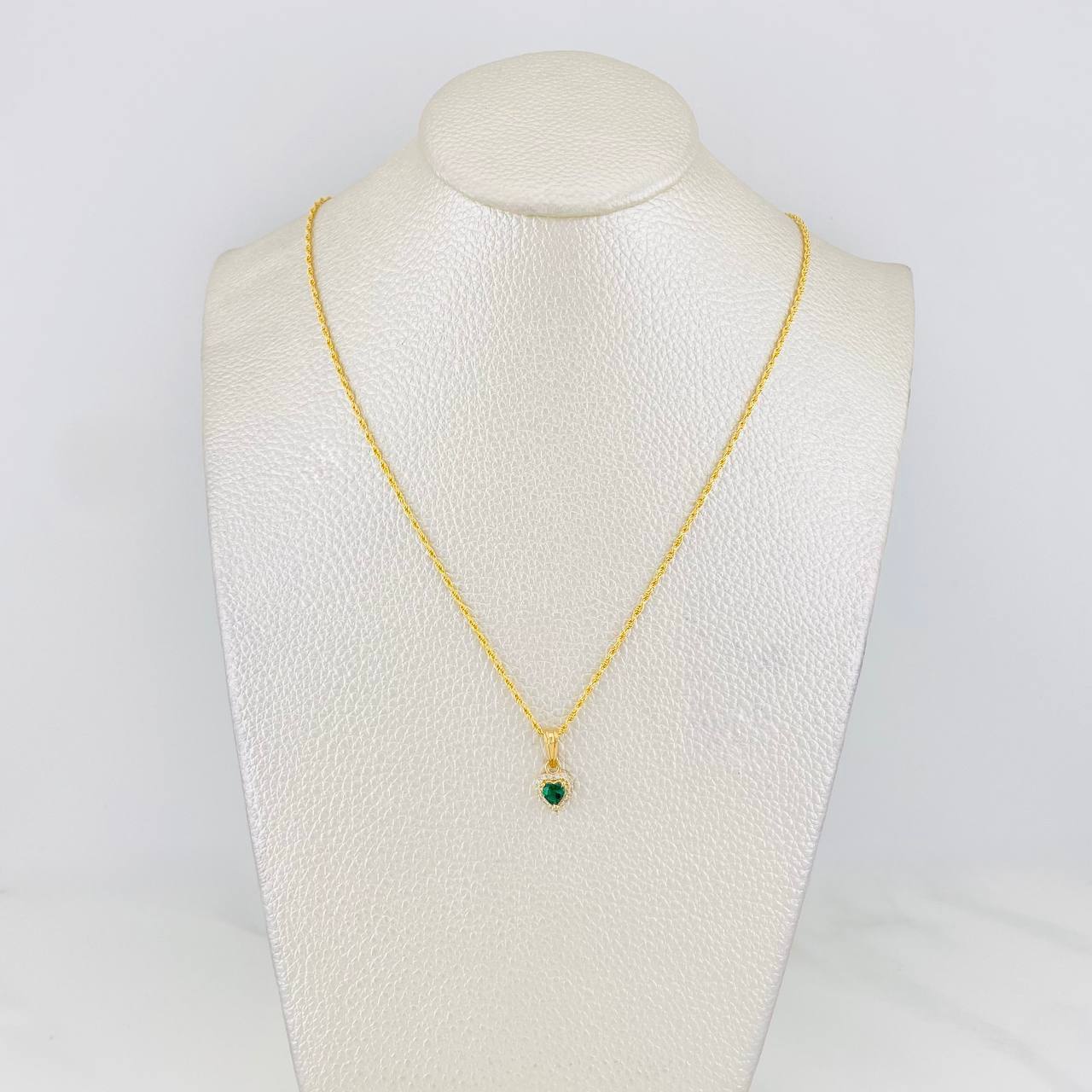 Set Cadena Lazo + Dije Halo Corazon / 1.9g / 50cm Oro Amarillo 18K