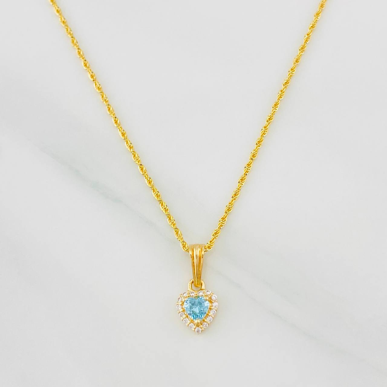 Set Cadena Lazo + Dije Halo Corazon / 1.85g / 45cm Oro Amarillo 18K