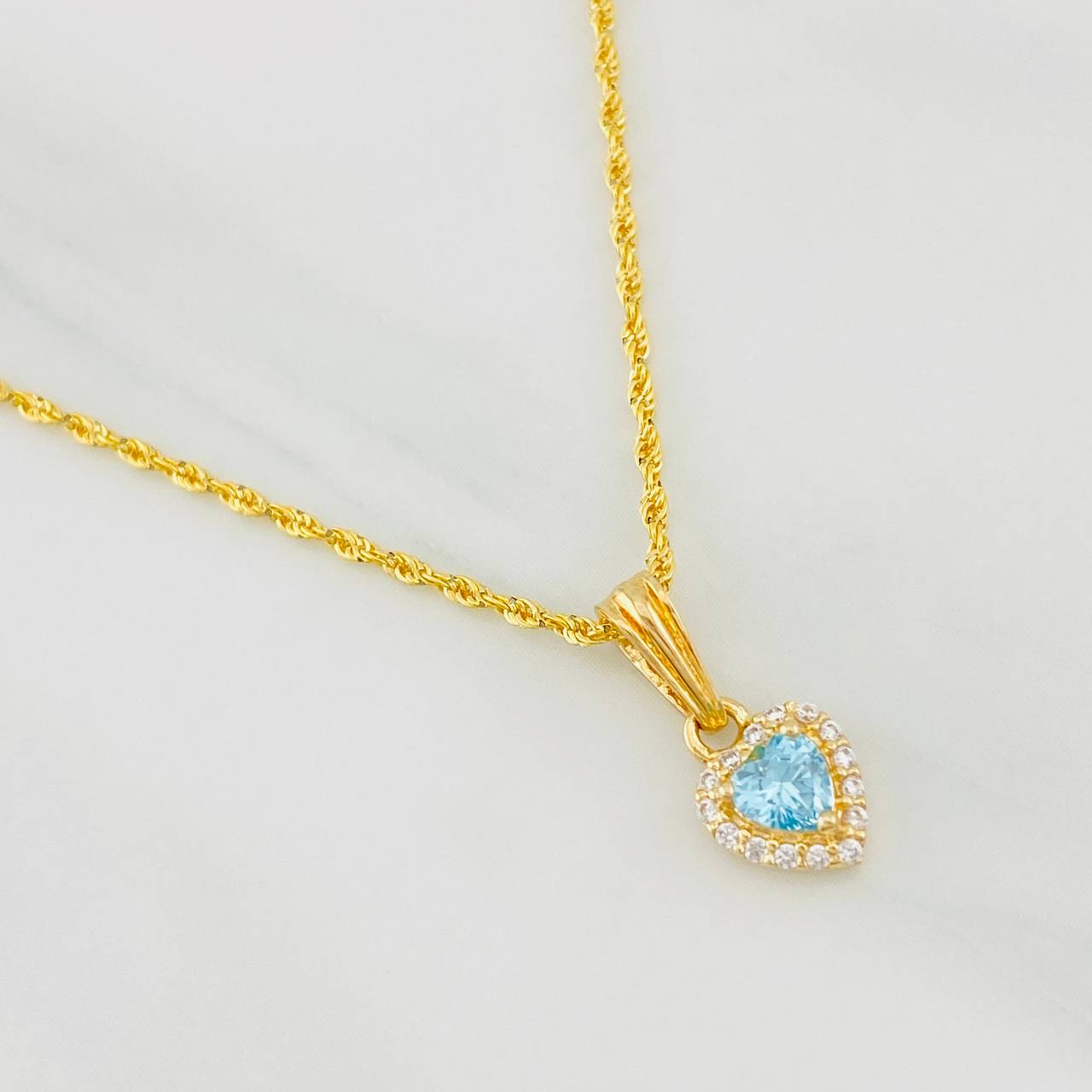 Set Cadena Lazo + Dije Halo Corazon / 1.85g / 45cm Oro Amarillo 18K