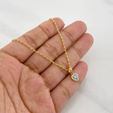 Set Cadena Lazo + Dije Halo Corazon / 1.85g / 45cm Oro Amarillo 18K