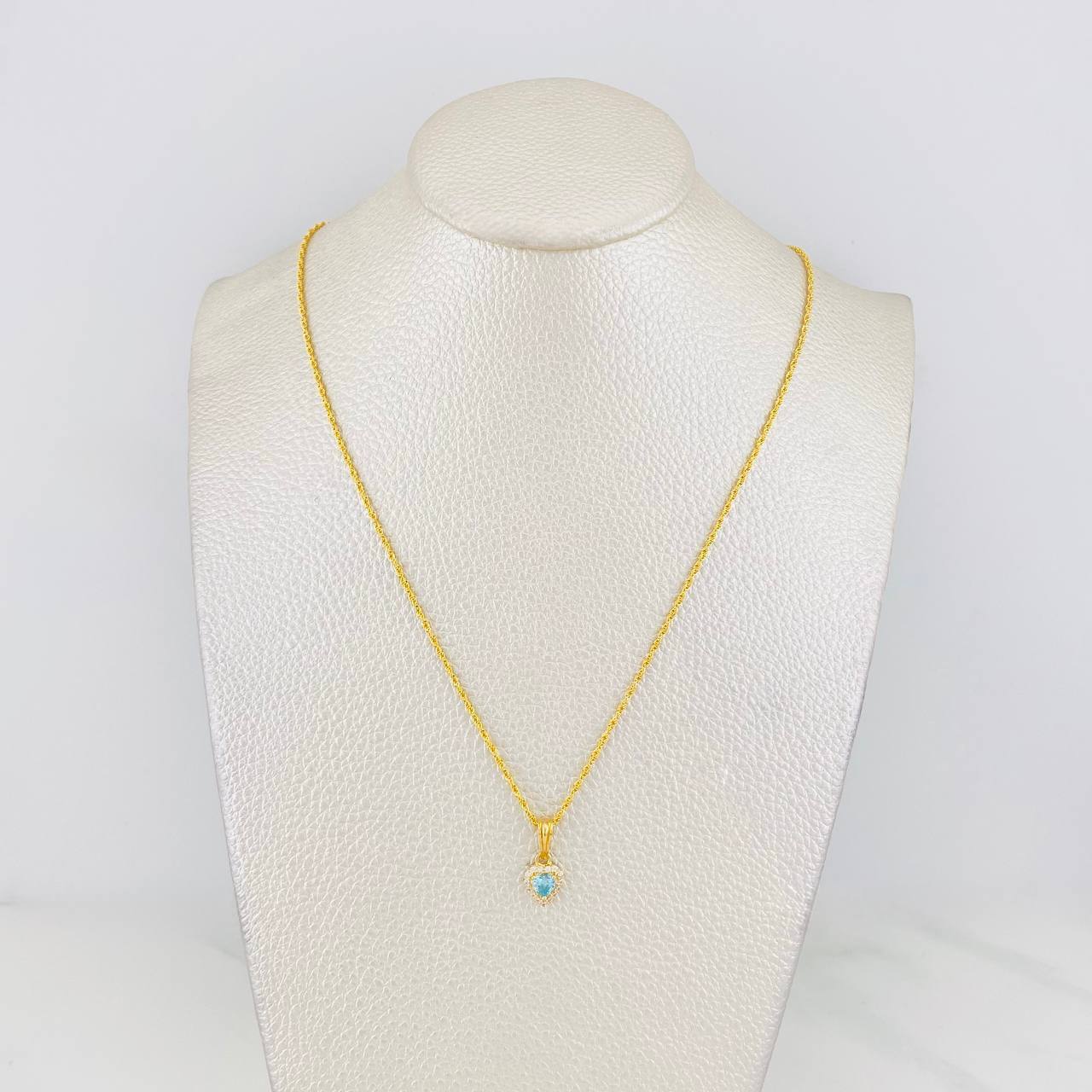 Set Cadena Lazo + Dije Halo Corazon / 1.95g / 50cm Oro Amarillo 18K