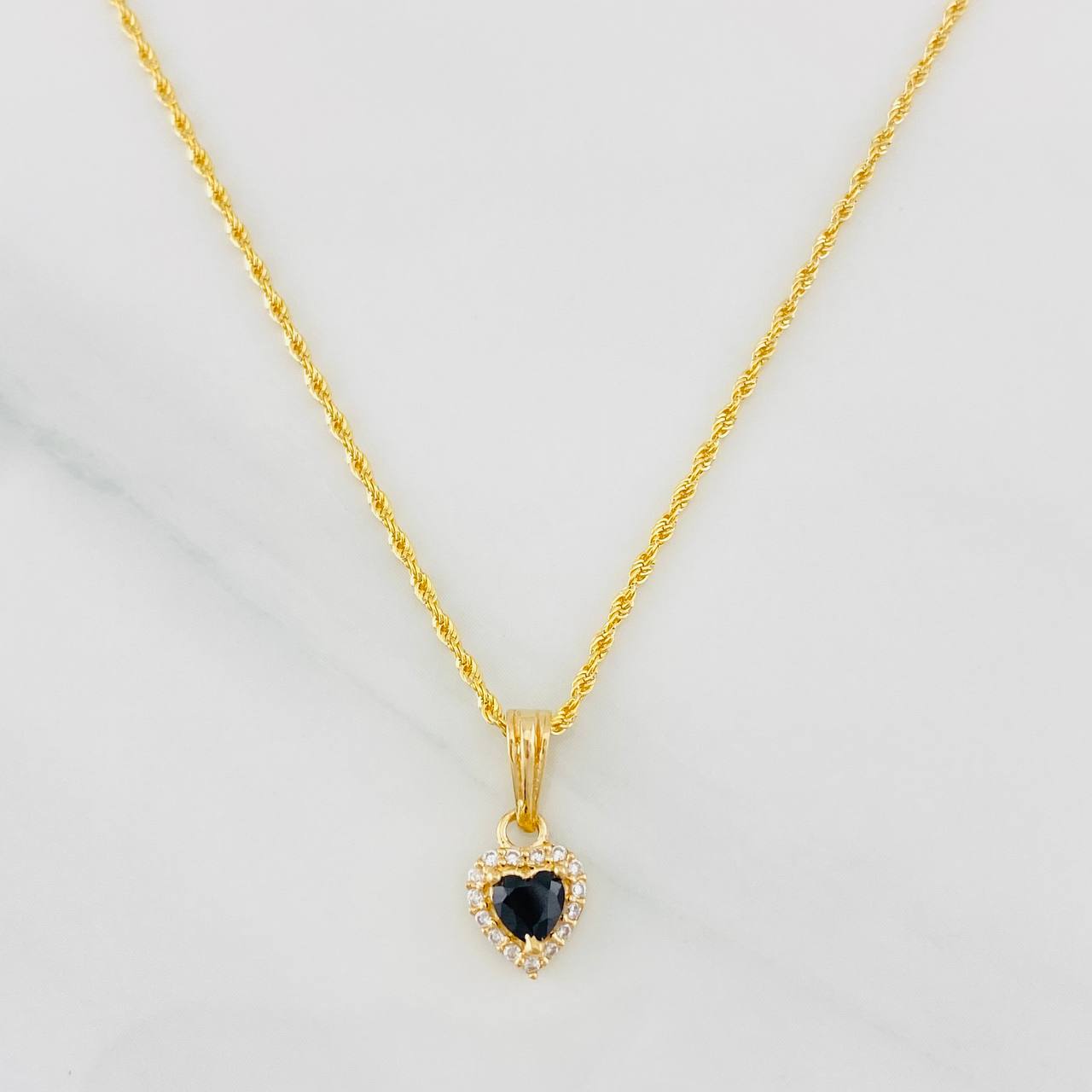 Set Cadena Lazo + Dije Halo Corazon / 1.85g / 45cm Oro Amarillo 18K