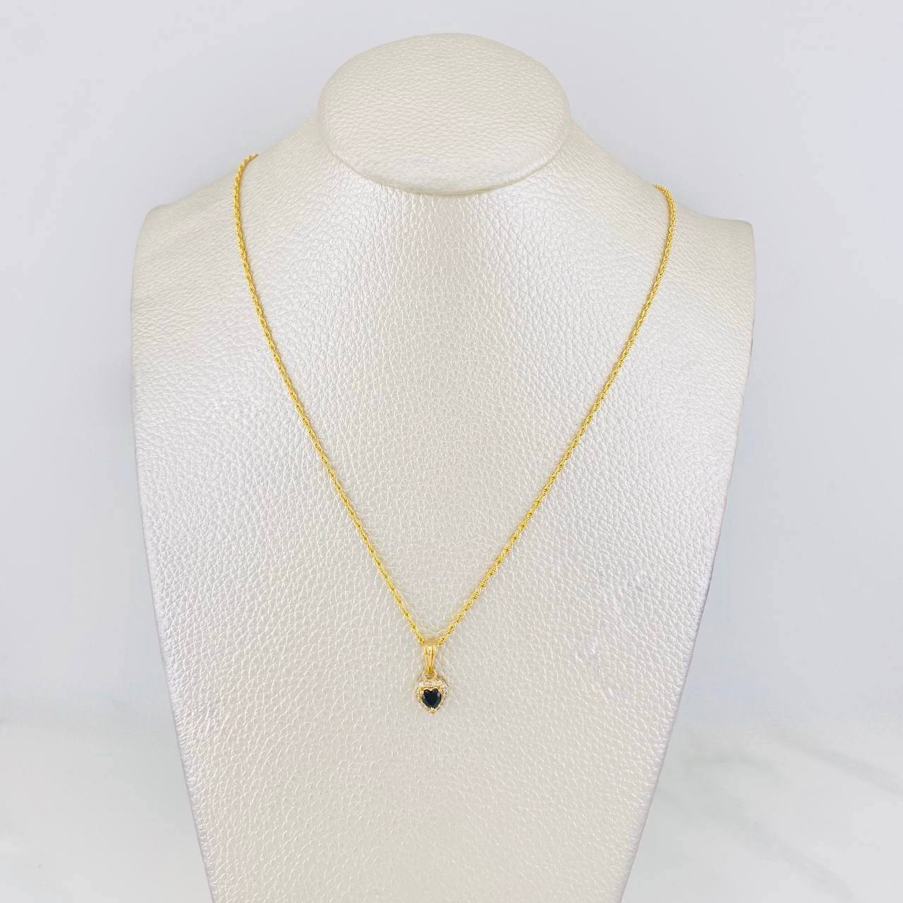Set Cadena Lazo + Dije Halo Corazon / 1.85g / 45cm Oro Amarillo 18K