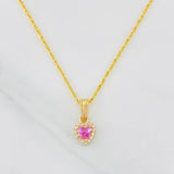 Set Cadena Lazo + Dije Halo Corazon / 1.75g / 45cm Oro Amarillo 18K