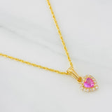 Set Cadena Lazo + Dije Halo Corazon / 1.8g / 45cm Oro Amarillo 18K
