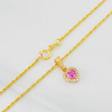 Set Cadena Lazo + Dije Halo Corazon / 1.8g / 45cm Oro Amarillo 18K
