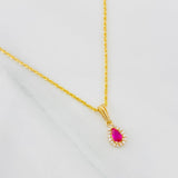 Set Cadena Lazo + Dije Halo Lagrima / 1.6g / 45cm Oro Amarillo 18K