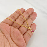 Set Cadena Lazo + Dije Halo Lagrima / 1.6g / 45cm Oro Amarillo 18K
