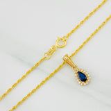 Set Cadena Lazo + Dije Halo Lagrima / 1.7g / 50cm Oro Amarillo 18K