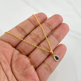 Set Cadena Lazo + Dije Halo Lagrima / 1.7g / 50cm Oro Amarillo 18K