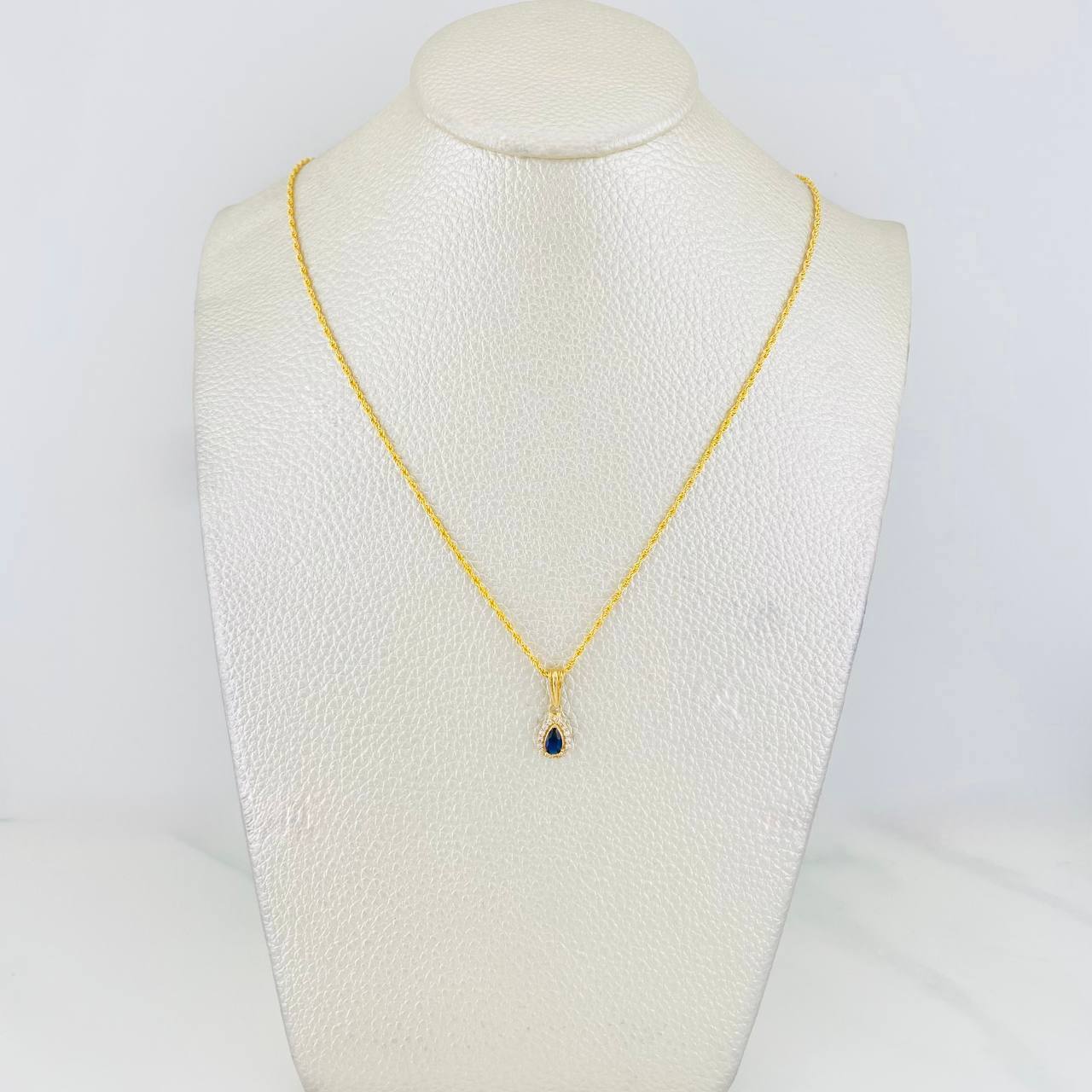 Set Cadena Lazo + Dije Halo Lagrima / 1.7g / 50cm Oro Amarillo 18K