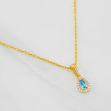 Set Cadena Lazo + Dije Halo Lagrima / 1.65g / 45cm Oro Amarillo 18K