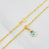 Set Cadena Lazo + Dije Halo Lagrima / 1.65g / 45cm Oro Amarillo 18K
