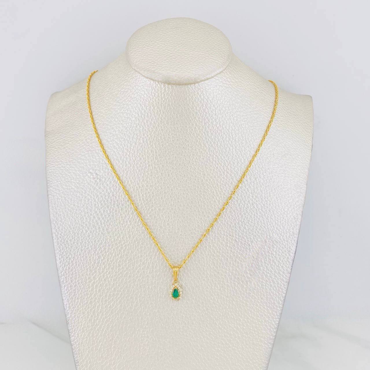 Set Cadena Lazo + Dije Halo Lagrima / 2g / 45cm Oro Amarillo 18K