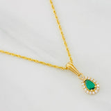 Set Cadena Lazo + Dije Halo Lagrima / 1.6g / 45cm Oro Amarillo 18K