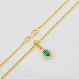 Set Cadena Lazo + Dije Halo Lagrima / 1.65g / 50cm Oro Amarillo 18K