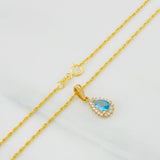 Set Cadena Lazo + Dije Halo Lagrima / 1.95g / 45cm Oro Amarillo 18K