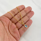 Set Cadena Lazo + Dije Halo Lagrima / 2.1g / 50cm Oro Amarillo 18K