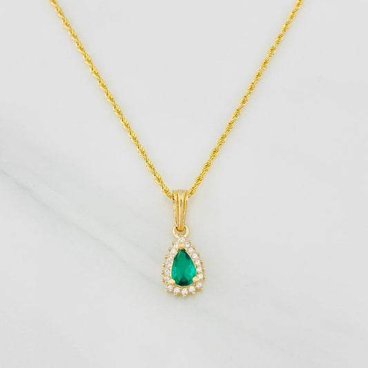Set Cadena Lazo + Dije Halo Lagrima / 2g / 45cm Oro Amarillo 18K
