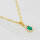Set Cadena Lazo + Dije Halo Lagrima / 2g / 45cm Oro Amarillo 18K