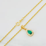 Set Cadena Lazo + Dije Halo Lagrima / 2g / 45cm Oro Amarillo 18K