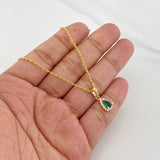 Set Cadena Lazo + Dije Halo Lagrima / 2.1g / 50cm Oro Amarillo 18K