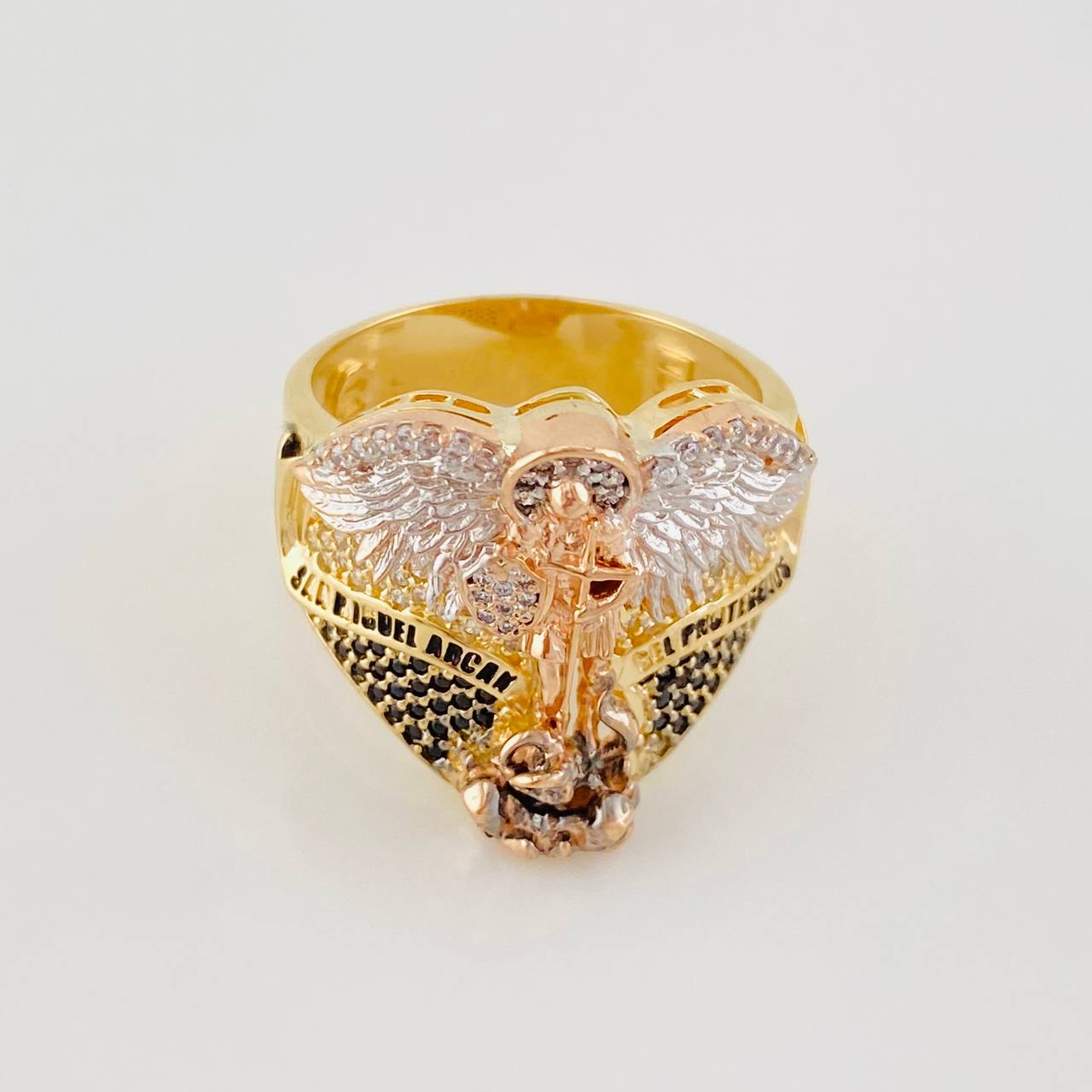 Anillo Arcángel San Miguel 12.3g / T10 3/4 Tres Oros 18K