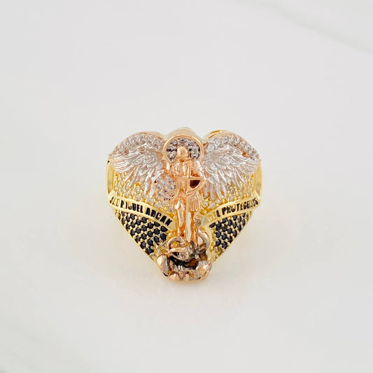 Anillo Arcángel San Miguel 12.3g / T10 3/4 Tres Oros 18K
