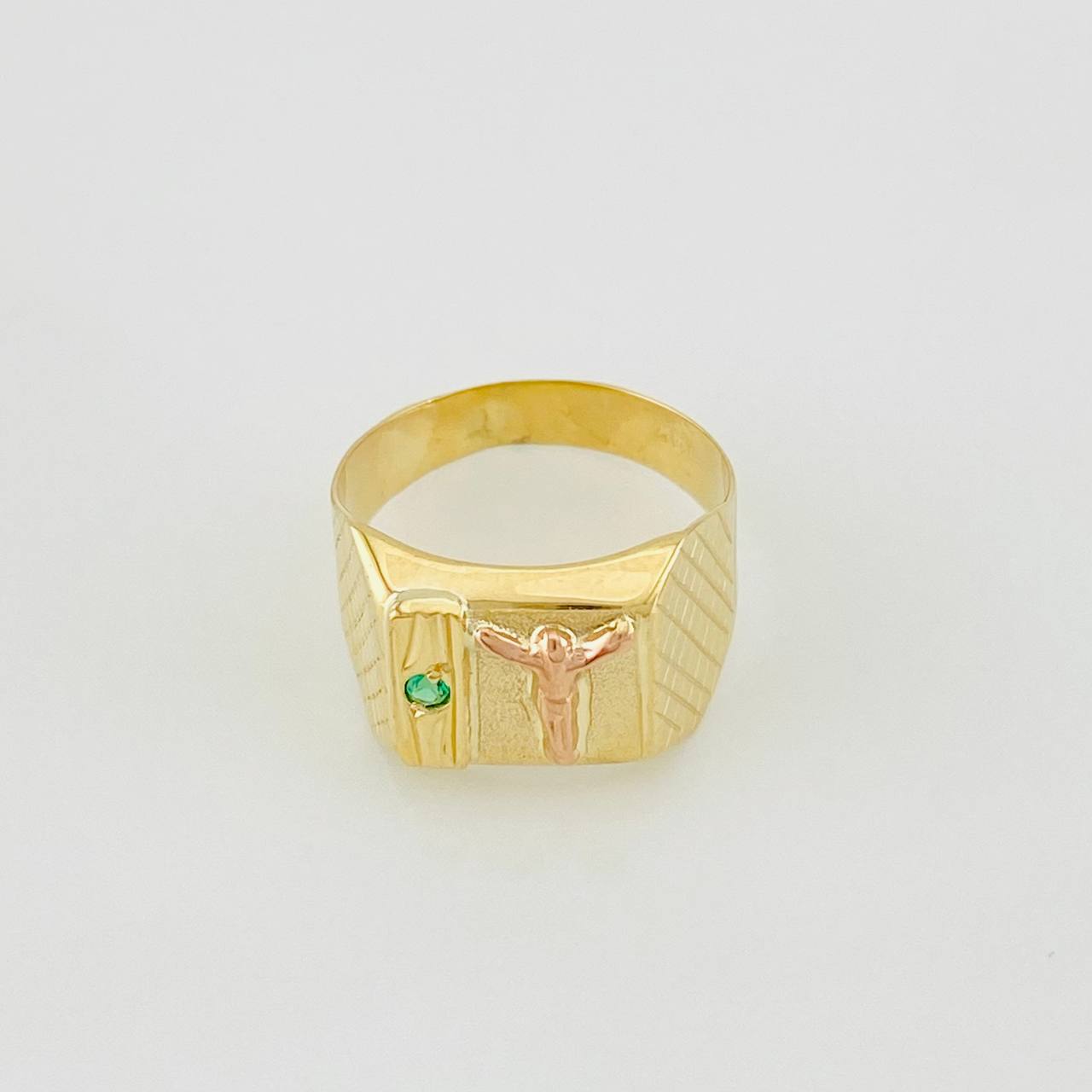 Anillo Cristo 1.9g / T3 1/4 Dos Oros Amarillo Rosa 18K